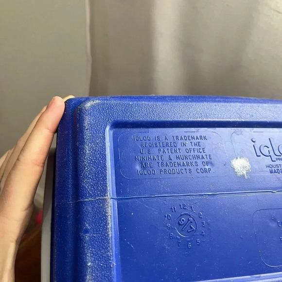 Vintage Mini Mate Cooler Lunch Box by Igloo Made‎ in USA Blue White Purple - Picture 5 of 11